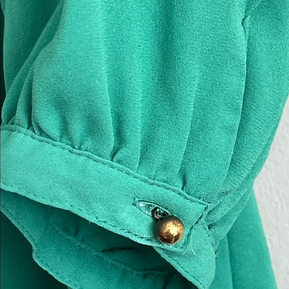 Anthropologie MAEVE Ruffle Kelly Green Flowy Top Blouse Size 4 - Picture 5 of 7